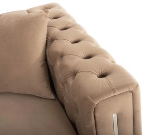 ΚΑΝΑΠΕΣ τ.CHESTERFIELD MOBAR  ΜΠΕΖ ΒΕΛΟΥΔΟ-ΜΕΤΑΛΛΙΚΑ ΠΟΔΙΑ 154x85x68Υεκ