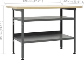 vidaXL Πάγκος Εργασίας με Τρία Πάνελ Τοίχου