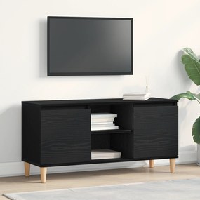 vidaXL Τηλεοπτική Βάση με Ξύλινα Πόδια Μαύρη Δρυς 102x35x50 εκ