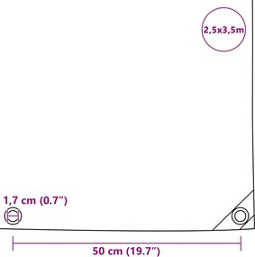 vidaXL Μουσαμάς Γκρι 2,5 x 3,5 μ. 650 γρ./μ.²