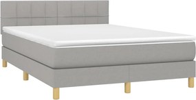 vidaXL Κρεβάτι Boxspring με Στρώμα &amp; LED Αν.Γκρι 140x200 εκ Υφασμάτινο