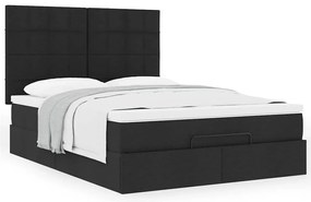 vidaXL Οθωμανικό κρεβάτι με στρώμα Μαύρο 140x190cm Ύφασμα