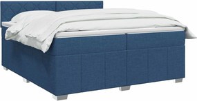vidaXL Κρεβάτι box spring με στρώμα Μπλε 200 x 200 cm Ύφασμα