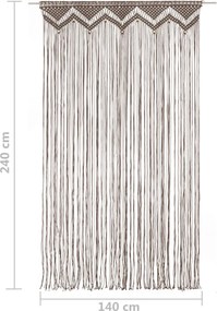 vidaXL Κουρτίνα Μακραμέ Taupe 140 x 240 εκ. Βαμβακερή