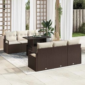 vidaXL Σετ Καναπέ Κήπου 7 pcs Καφέ και κρεμ 100 x 55 x 73 εκ