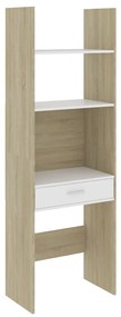 vidaXL Βιβλιοθήκη Λευκό/Sonoma Δρυς 60 x 35 x 180 εκ. από Μοριοσανίδα