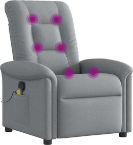 vidaXL Πολυθρόνα Μασάζ Ανακλινόμενη Ανοιχτό Γκρι Υφασμάτινη