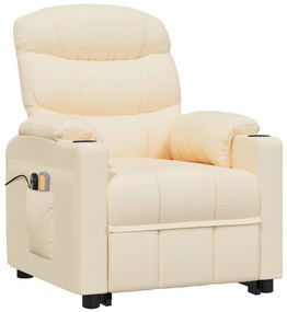 vidaXL Πολυθρόνα Μασάζ με Ανύψωση Κρεμ Υφασμάτινη