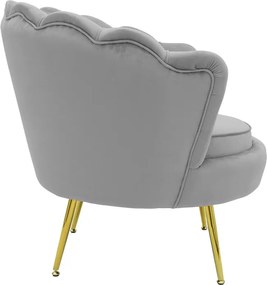 Πολυθρόνα Daimon pakoworld βελούδο γκρι-χρυσό 79x74x78εκ