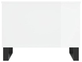 Τραπεζάκι Σαλονιού Γυαλ. Λευκό 60x44,5x45εκ. Επεξεργασμένο Ξύλο - Λευκό