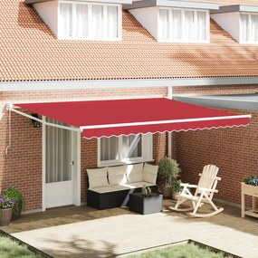 vidaXL Εγχειρίδιο Ανασυρόμενη Τέντα Κόκκινη 450x300 cm