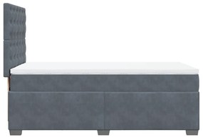 Κρεβάτι Boxspring με Στρώμα Σκούρο Γκρι 80x200 εκ. Βελούδινο - Γκρι