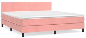 vidaXL Κρεβάτι Boxspring με Στρώμα Ροζ 160x200 εκ. Βελούδινο