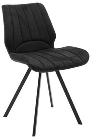 Καρέκλα Sabia pakoworld βελούδο μαύρο-πόδι μαύρο μέταλλο 46x55x80εκ Model: 058-000075