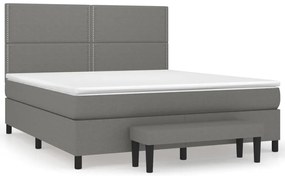 vidaXL Κρεβάτι Boxspring με Στρώμα Σκούρο Γκρι 180x200 εκ Υφασμάτιν