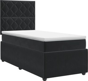 vidaXL Κρεβάτι box spring με στρώμα Μαύρο 90 x 190 cm Βελούδο
