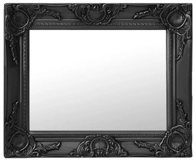 Καθρέφτης Τοίχου με Μπαρόκ Στιλ Μαύρος 50 x 40 εκ. - Μαύρο