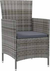 vidaXL Σετ Τραπεζαρίας Εξ. Χώρου 7 τεμ. με Μαξιλάρια Γκρι Συνθ. Ρατάν