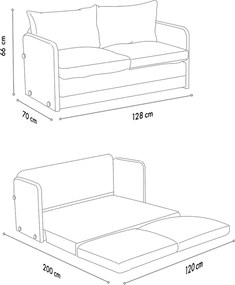 Διθέσιος Καναπές Κρεβάτι Κρέμ SAGA 128x70x66