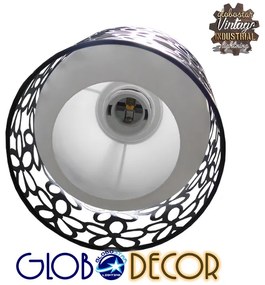 GloboStar® RAINELDA 01246 Μοντέρνο Κρεμαστό Φωτιστικό Οροφής Τρίφωτο 3 x E27 Μαύρο Μεταλλικό Πλέγμα με Λευκό Γυαλί Φ40 x Y19cm