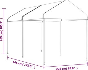 vidaXL Κιόσκι με Τέντα Λευκό 4,46 x 2,28 x 2,69 μ. από Πολυαιθυλένιο