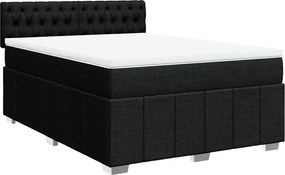 vidaXL Κρεβάτι Boxspring με Στρώμα Μαύρο 140x190 εκ. Υφασμάτινο