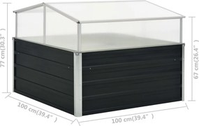 vidaXL Θερμοκήπιο Σπορείο Ανθρακί 100x100x77 εκ. Γαλβανισμένος Χάλυβας