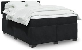 vidaXL Κρεβάτι Boxspring με Στρώμα Μαύρο 160x200 εκ. Βελούδινο