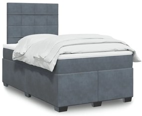 vidaXL Κρεβάτι Boxspring με Στρώμα Σκούρο Γκρι 120x200 εκ. Βελούδινο