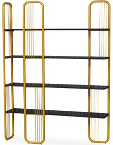 Βιβλιοθήκη Sierra 379VLV1309 125x28x180cm Black-Gold