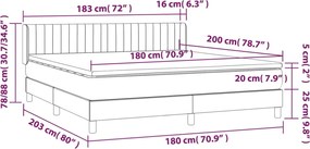 vidaXL Κρεβάτι Boxspring με Στρώμα Κρεμ 180x200 εκ. Υφασμάτινο