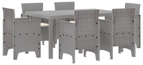 vidaXL Σέτ φαγητού για κήπο 7 pcs Ανοιχτό γκρι Rattan Polt
