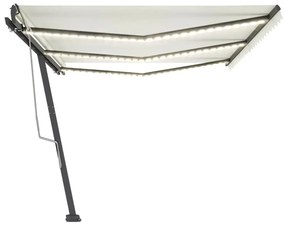 vidaXL Τέντα Συρόμενη Χειροκίνητη με LED Κρεμ 600 x 300 εκ.