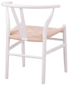 Καρέκλα Wishbone pakoworld rubberwood-σχοινί σε λευκή απόχρωση 53.5x57x74εκ