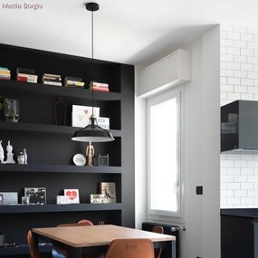 Harbour Καπέλο Καμπάνα E27 Μεταλλικό, 38 cm Διάμετρος Μαύρο