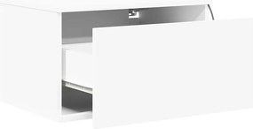 vidaXL Κομοδίνο Επιτοίχιο με Φώτα LED Λευκό