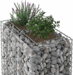 vidaXL Ανασηκωμένο κρεβάτι gabion Ασημί