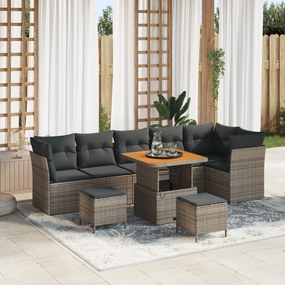 vidaXL Σετ Καναπέ Κήπου 9 pcs Γκρι συνθετικό ρατάν