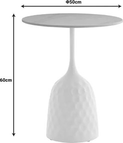 Βοηθητικό τραπέζι Kousien Inart λευκό sintered stone Φ50x60εκ