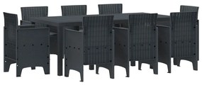 vidaXL Σέτ φαγητού για κήπο 9 pcs Ανθρακί Rattan Polt