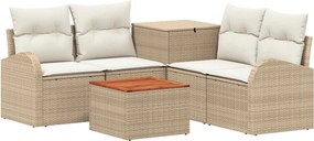 vidaXL Σετ Καναπέ 6 τμχ. Μπεζ και Κρέμ 55 x 55 x 37 εκ