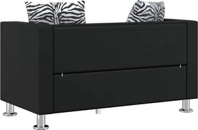 vidaXL Καναπές Διθέσιος Μαύρος από Συνθετικό Δέρμα