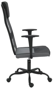 vidaXL Καρέκλα Γραφείου Ρυθμ. Ύψος Γκρι/Μαύρη Διχτ. Ύφασμα/Συνθ. Δέρμα