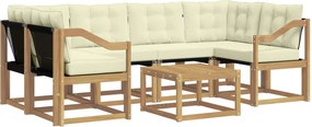 vidaXL Σειρά Καναπέ Εξωτερικού με μαξιλάρι 7 pcs Λευκό και Κρεμ