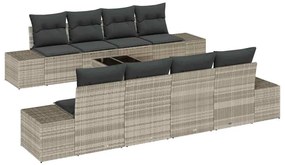 vidaXL Σετ Καναπέ Κήπου με μαξιλάρι 7 pcs Ανοιχτό γκρι συνθετικό ρατάν