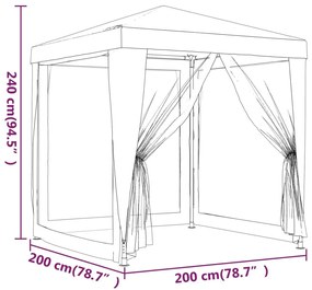 Τέντα Εκδηλώσεων με 4 Τοιχώματα με Δίχτυ Κόκκινη 2 x 2 μ. HDPE - Κόκκινο