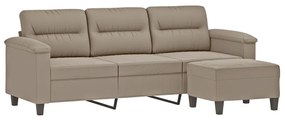 vidaXL Καναπές Τριθέσιος Taupe 180 εκ. από Μικροΐνες με Υποπόδιο