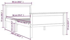 vidaXL Πλαίσιο Κρεβατιού 90 x 200 εκ. από Μασίφ Ξύλο Πεύκου