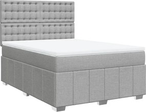 vidaXL Κρεβάτι Boxspring με Στρώμα Ανοιχτό Γκρι 140x190 εκ. Υφασμάτινο