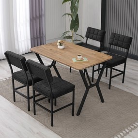 Extendable Dining Table &amp; Chairs Set (5 Pieces) Dubai - Anthracite, Walnut Anthracite
Walnut